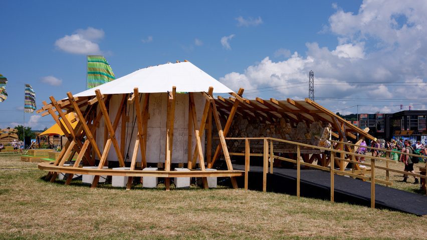 Glastonbury's mushroom mycelium pavilion