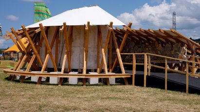 Glastonbury's mushroom mycelium pavilion