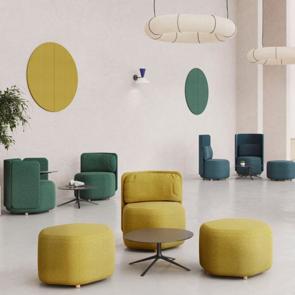 Hexagonal seats in office space