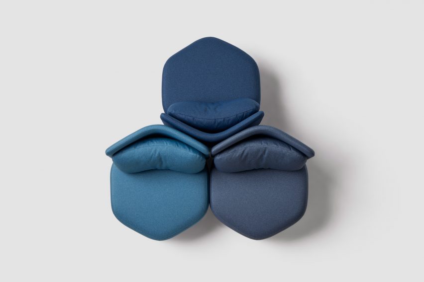 Top view of interlinking hexagonal seats