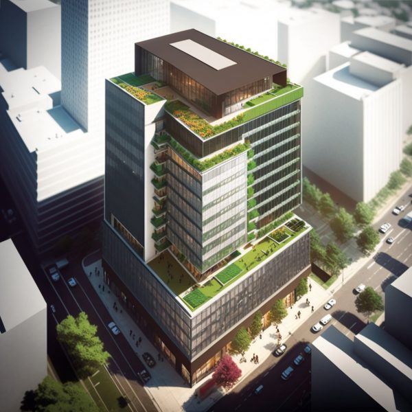 Midjourney image of Hickok Cole ChatGPT research building