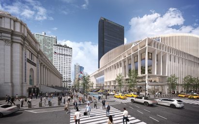 View of Moynihan Train Hall and new Penn Station