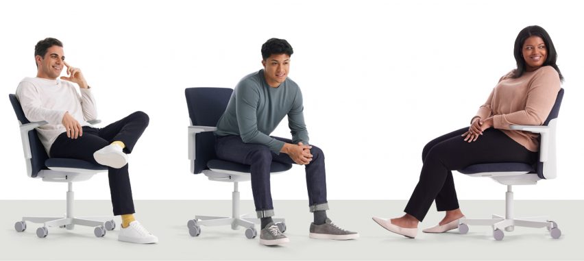 Three people sitting in Path office chairs by Humanscale