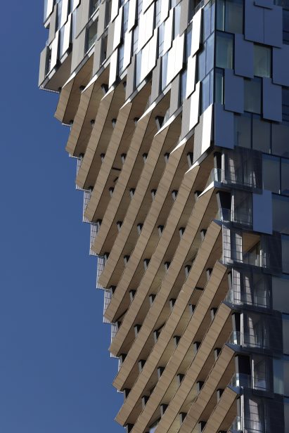 Balcony detail shot of Kengo Kuma Vancouver skyscraper