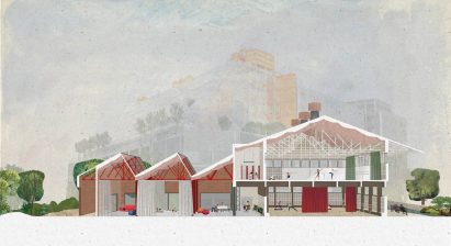 Visualisation showing a mixed-use building