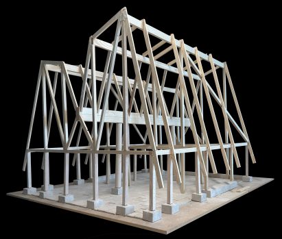 Architectural model showing structure of boat building workshop
