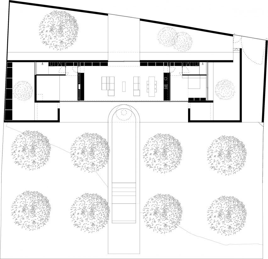 Floor plan of La Casa de los Olivos in Valencia by Balzar Arquitectos