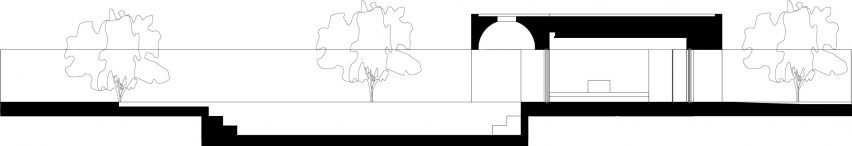 Section of La Casa de los Olivos in Valencia by Balzar Arquitectos