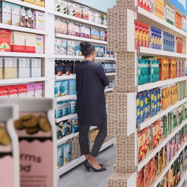 Person exploring Latvian Pavilion at Venice Architecture Biennale