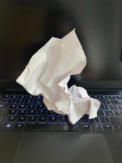 Crumpled paper used as AI architecture prompt for LookX