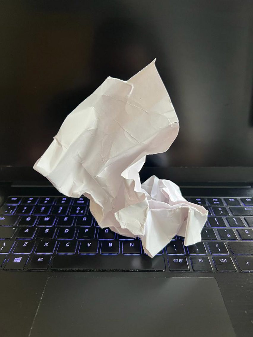 Crumpled paper used as AI architecture prompt for LookX