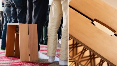 Photo of a wooden stool designed for praying