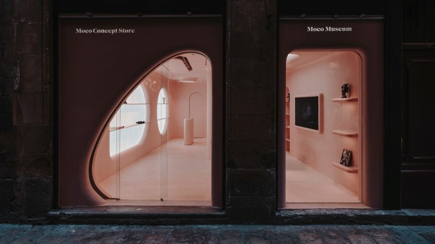 Pink interior of Moco shop in Barcelona, designed by Isern Serra and Six N. Five
