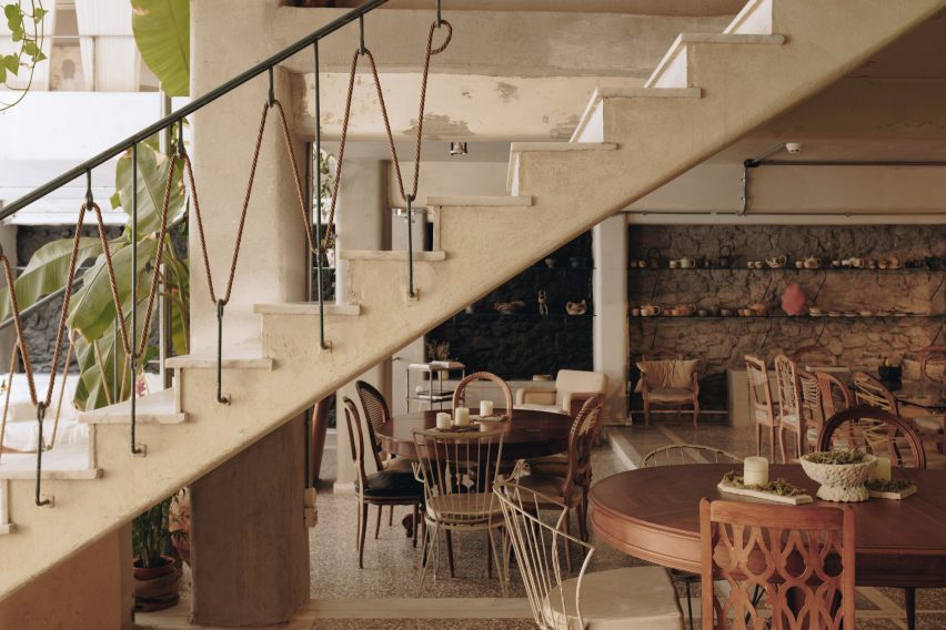 Staircase in communal area at Mona Athens