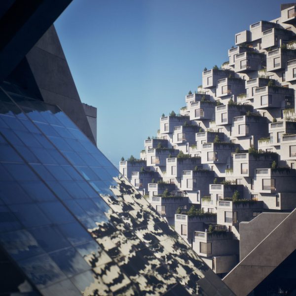 Glass reflection of structure