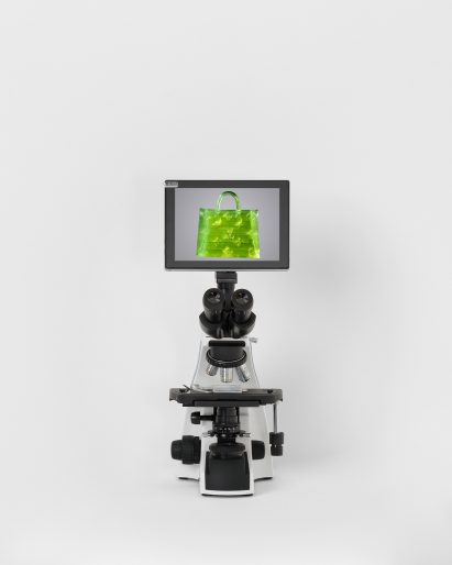 Microscopic bag viewed under a microscope