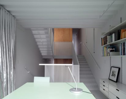 Perforated steel staircase
