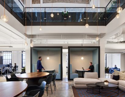 Two booths beneath the atrium