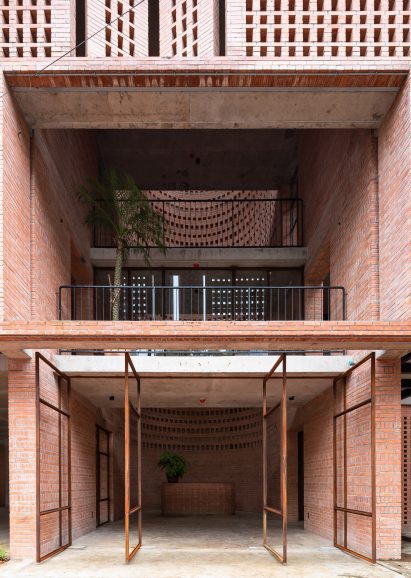 Entrance of brick office in Vietnam