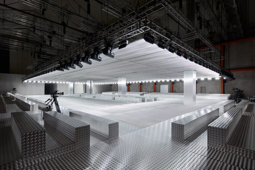 Industrial interior of Prada show