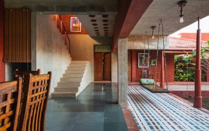 Staircase in Rain Studio house