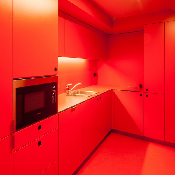 Red kitchen interior