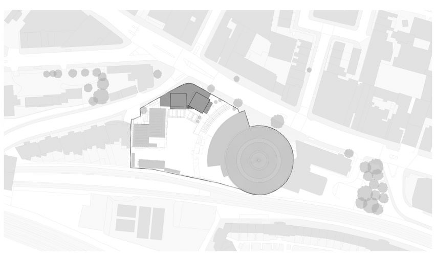 Site plan of Roundhouse Works by Paddy Dillon, Reed Watts Architects and Allies & Morrison