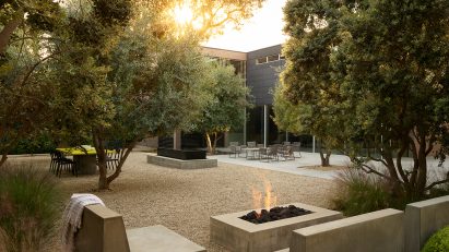 Fire pit at Santa Monica Modern home