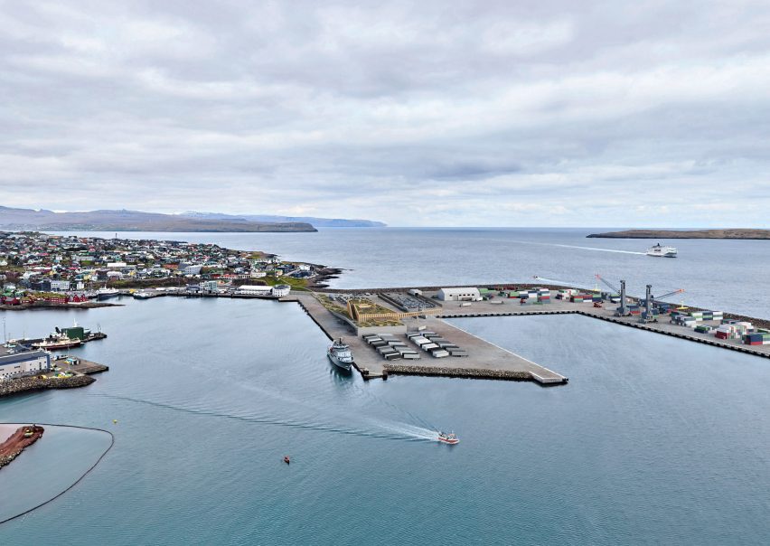 Bird's eye view of Smyril Line terminal
