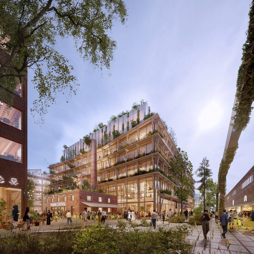 Detail of Stockholm Wood City by Henning Larsen and White Arkitekter