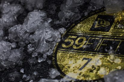 Close up of Will Hawkins crystallised sweat on hat