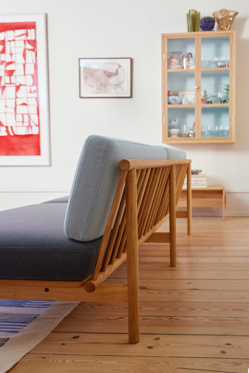 Blue sofa in Scandi-style interior