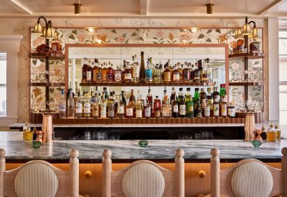 Bar with floral murals around the outside