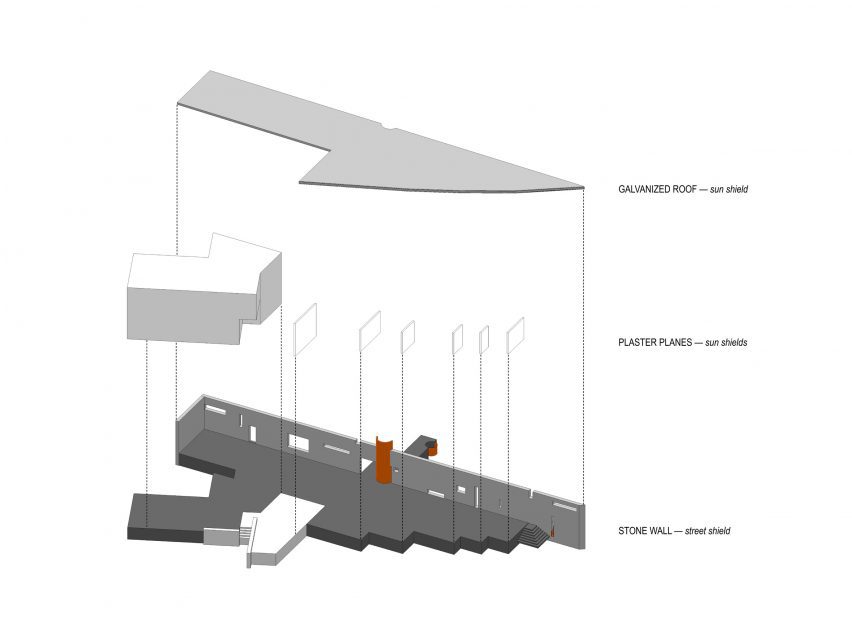 Exploded isometric drawing of Casa Escuda by Tobin Smith Architect