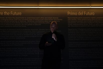 Architect Oleksii Petrov at Ukraine Pavilion in Venice
