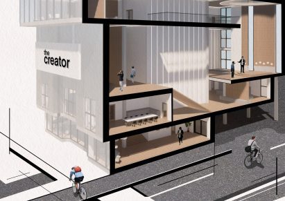 Visualisation showing sectional view of mixed-use building