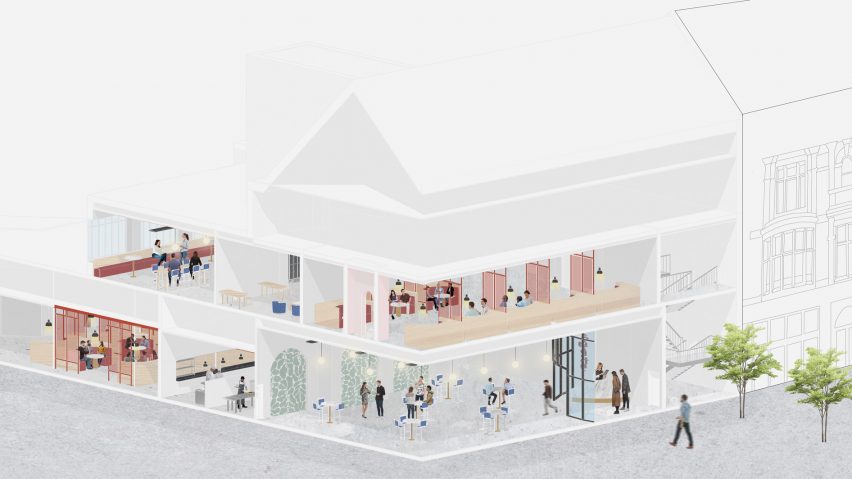 Visualisation showing restaurant interiors