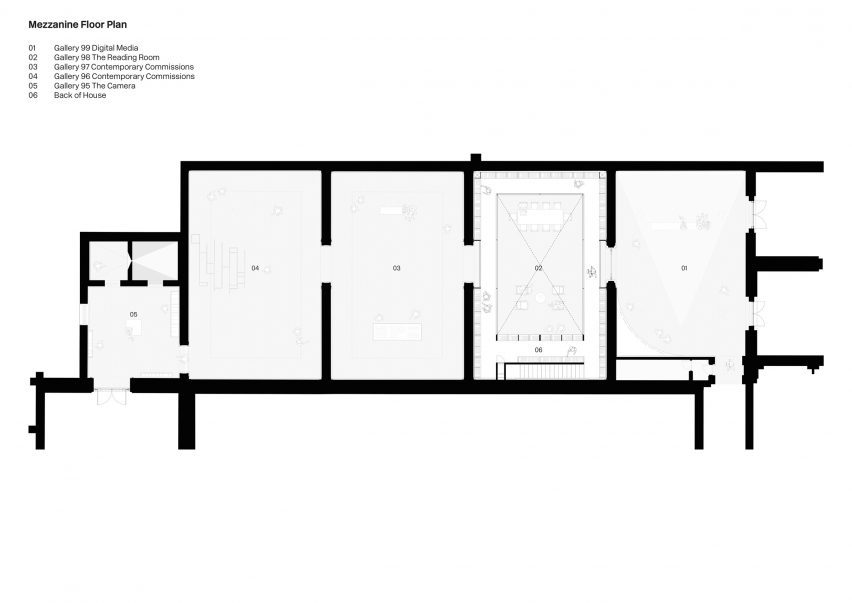 Mezzanine floor plan of Victoria & Albert Photography Centre by Gibson Thornley Architects and Purcell