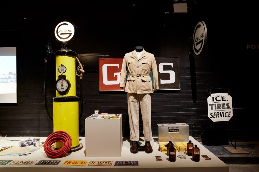 A 1950s-style costume and props as part of the Asteroid City exhibition
