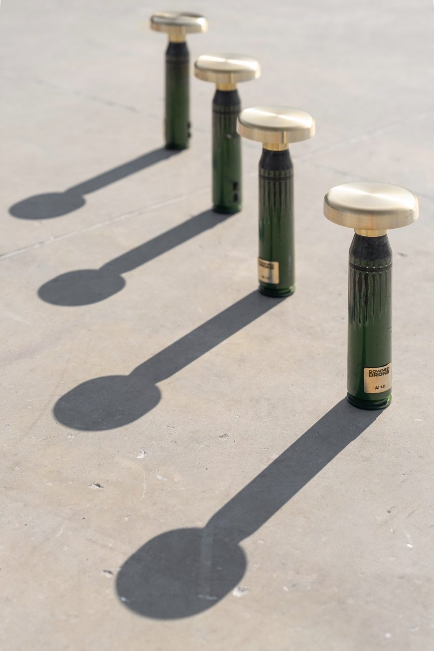 Green lamps made from shell casings