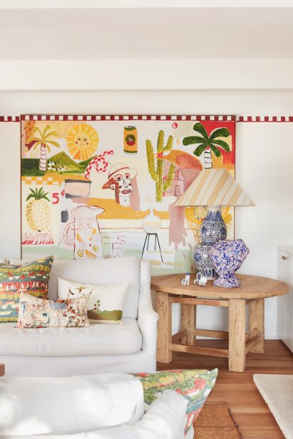 Living room with painting in Palm Beach house