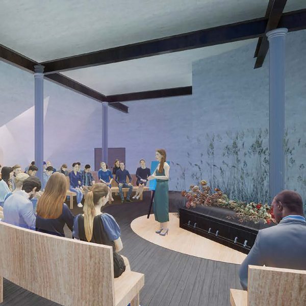Visualisation showing interior of crematorium