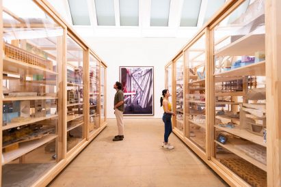 Photo of people at the Herzog & de Meuron exhibition
