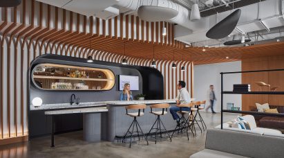 Allsteel's showroom/ experience centre featuring a bar
