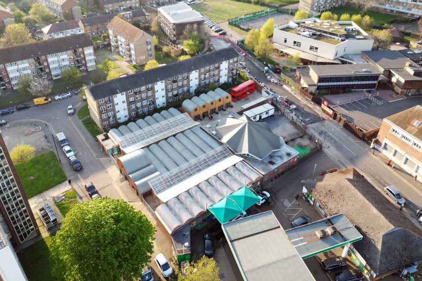 Aerial view of Angel Yard by Jan Kattein Architects