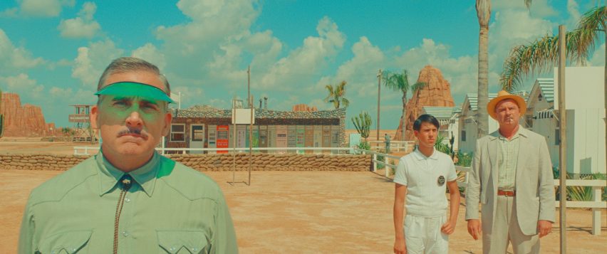 Actors in a desert in Wes Anderson's Asteroid City