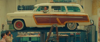 Car in a automobile garage on a movie set