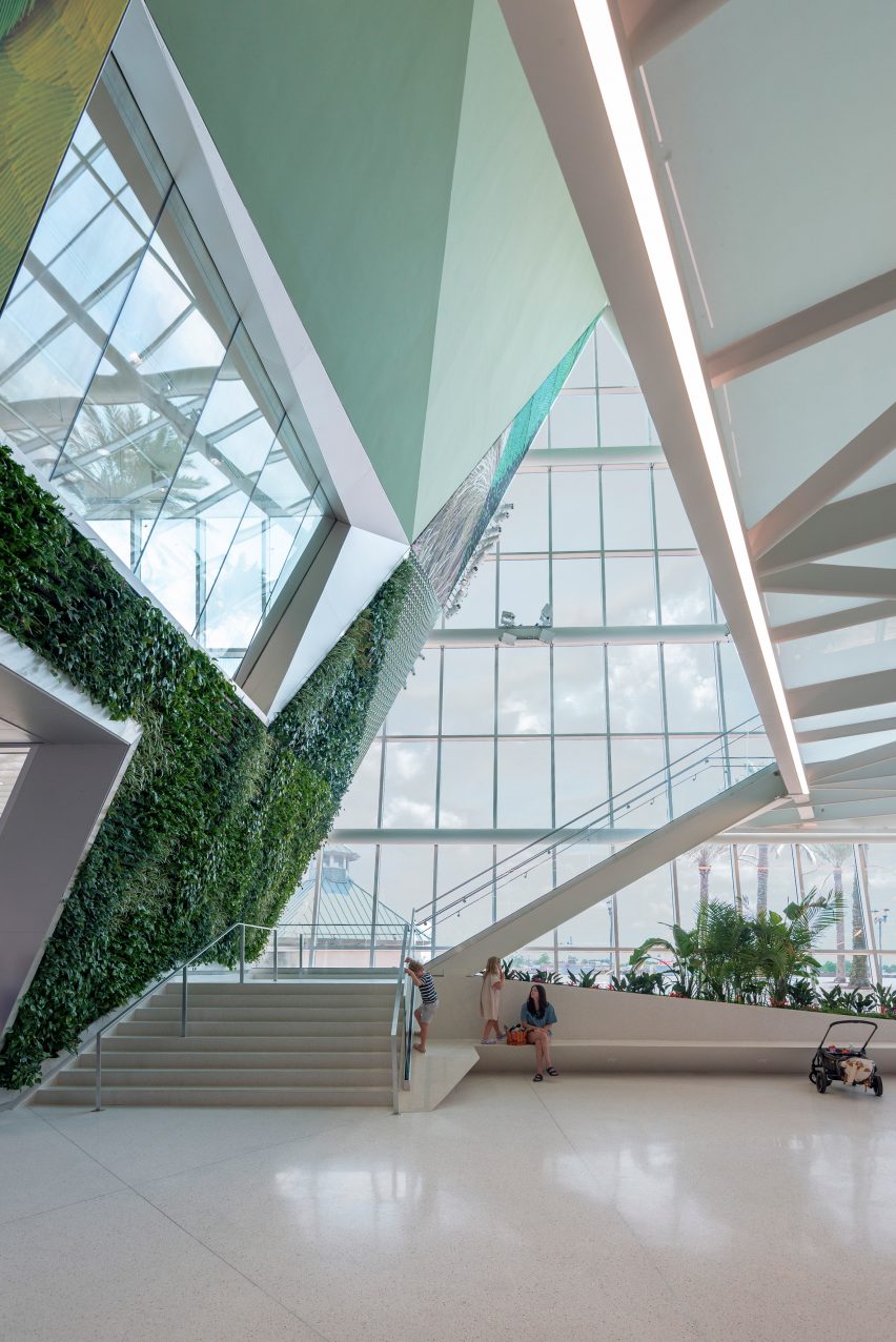 Interior shot of bird-friendly glass facade
