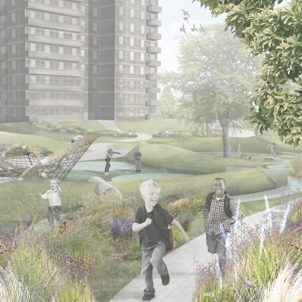 Render of a landscape architecture project by a Leeds Beckett University student