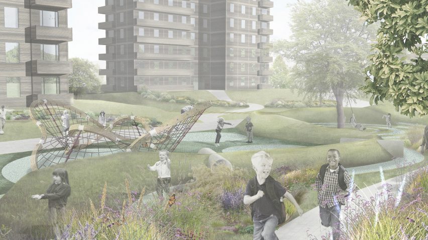 Render of a landscape architecture project by a Leeds Beckett University student